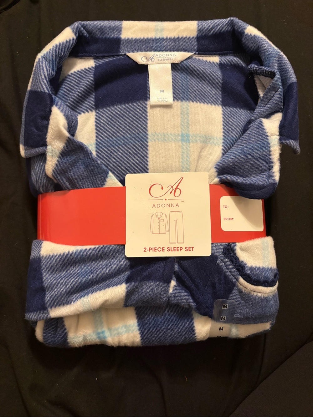Adonna Navy and White Plaid 2-Piece Pajama Set